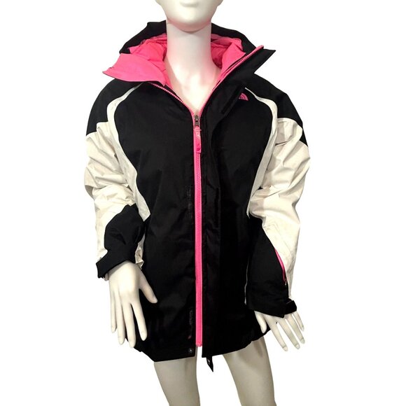 North Face Girls’ Winter Jacket XL 18  Black Pink White Hooded 2 in 1 Insulated - Picture 3 of 15